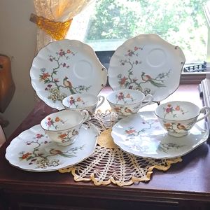 Bird of Paradise luncheon set, Lefton